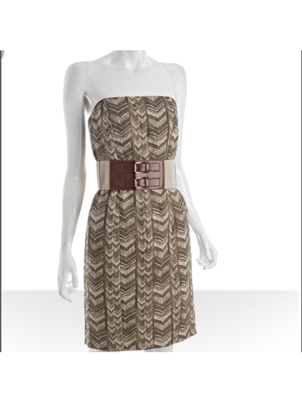 Michael Kors Strapless Chevron-Print strapless dress